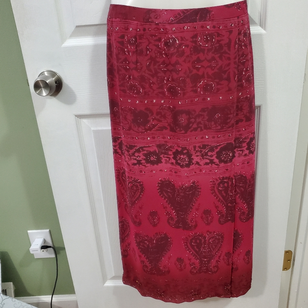 Dark pink beaded skirt